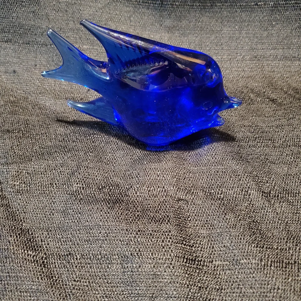Blue Glass Fish Figurine